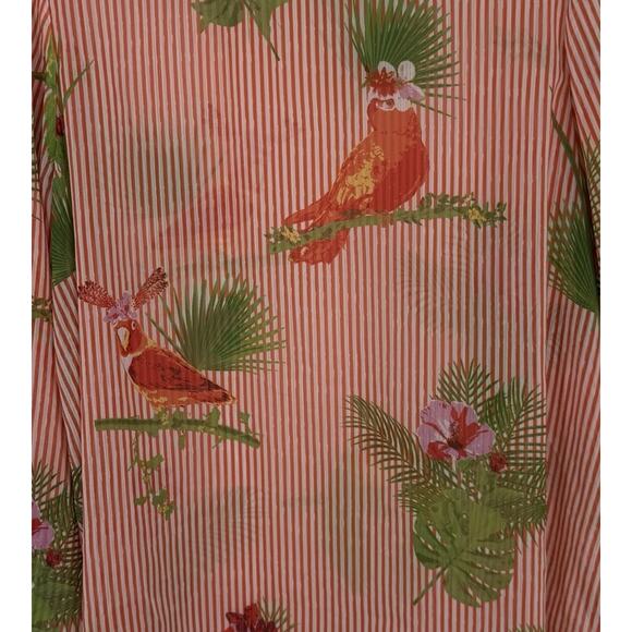 Lemon Way Sheer Chiffon Top Size XL Tropical Bird Parrot long Sleeve Pullover - Picture 2 of 10